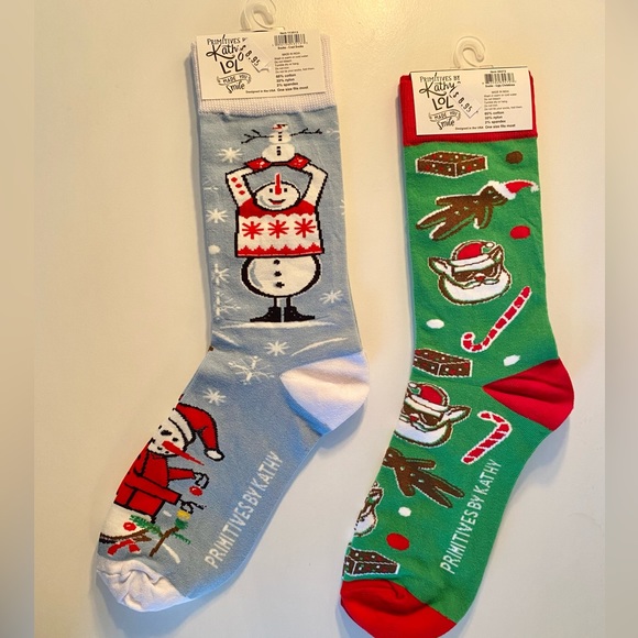 Primitives By Kathy Christmas Socks (x2) - Picture 2 of 2